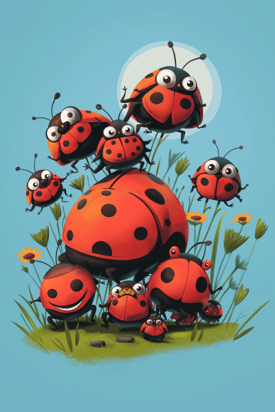Ladybug Family Illustration