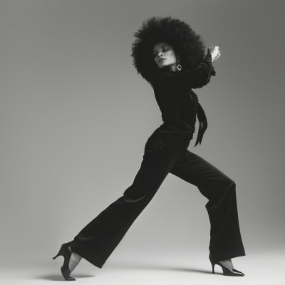 Young Diana Ross Dancing in 70’s Black and White