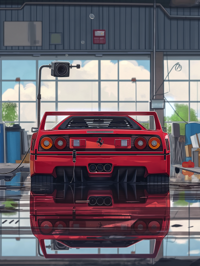 Anime Car Garage Illustration