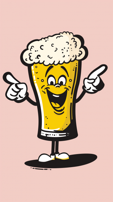 Anthropomorphic Beer Glass Character Illustration
