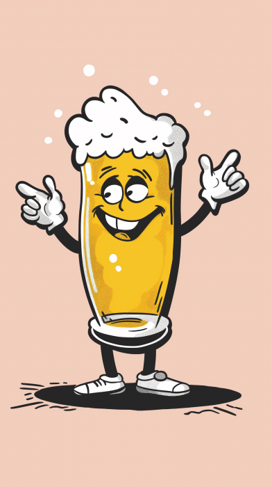 Anthropomorphic Beer Glass Character Illustration
