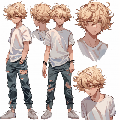 Anime Blonde Boy Full Body Poses
