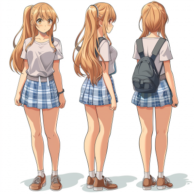 Anime College Student Full Body Figure Template