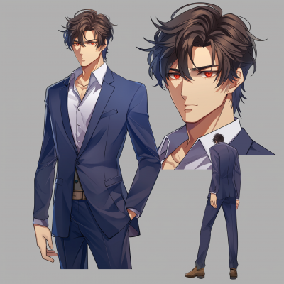 Anime Male in Blue Suit