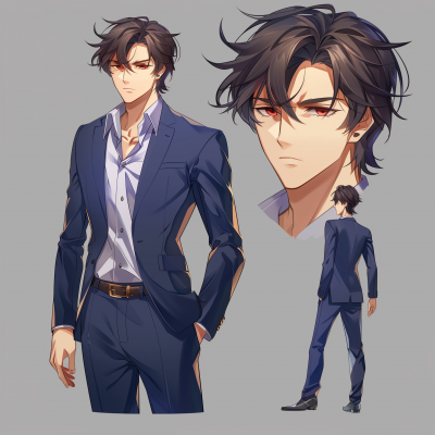 Anime Male Character in Blue Suit