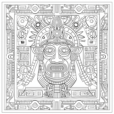 Mayan Glyphs Coloring Page