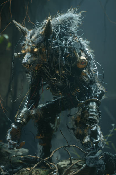 Fantasy Gnoll with Cybernetic Enhancements