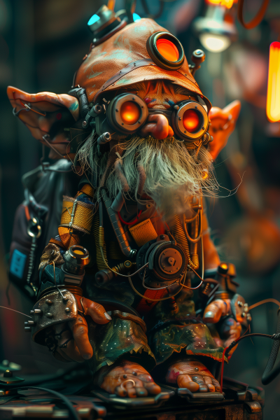 Fantasy Gnome with Cybernetic Enhancements