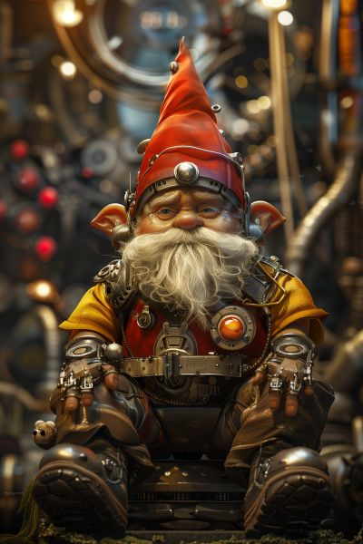 Mystical Fantasy Gnome with Cybernetic Enhancements