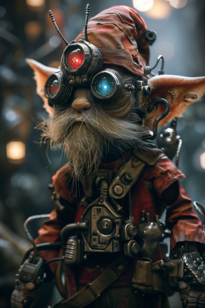 Mystical Fantasy Gnome with Cybernetic Enhancements