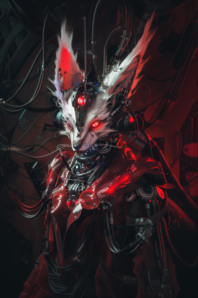 Mystical Kitsune with Cybernetic Enhancements