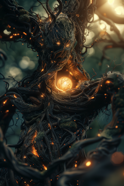 Mystical Tree Life Form with Cybernetic Enhancements
