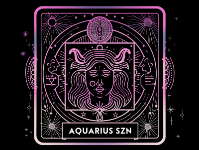 Minimalistic Aquarius Zodiac Tarot Card