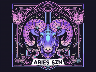 Minimalistic Aries Zodiac Sign Tarot Card