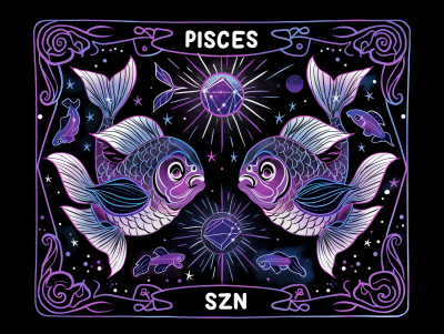 Minimalistic Pisces Zodiac Square Tarot Card