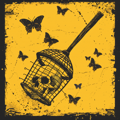 Butterfly Net and Skull Poster
