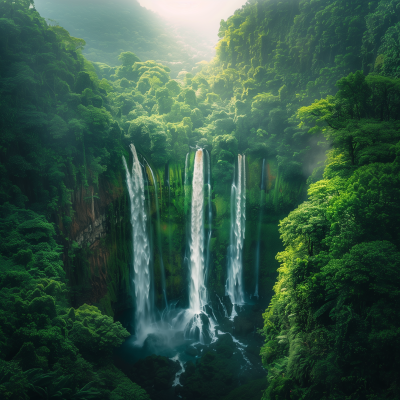Beautiful Waterfall in Rainforest