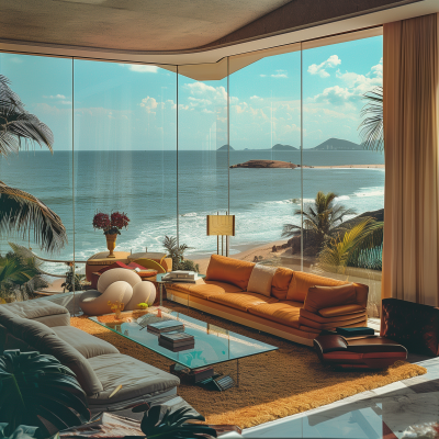Luxury Living Room with Brazilian Beach View