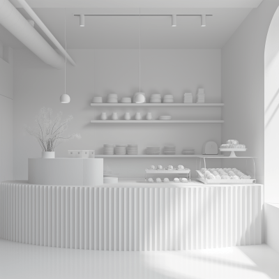 Minimalistic Monochrome Bakery Interior