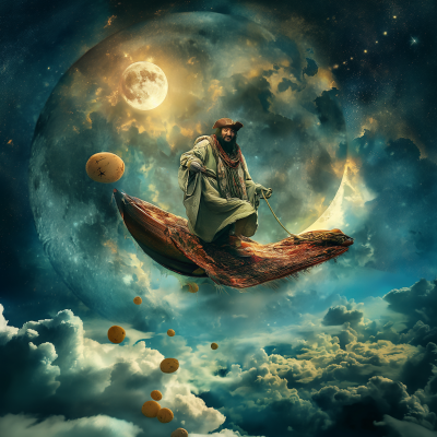Pirate Flying to the Moon