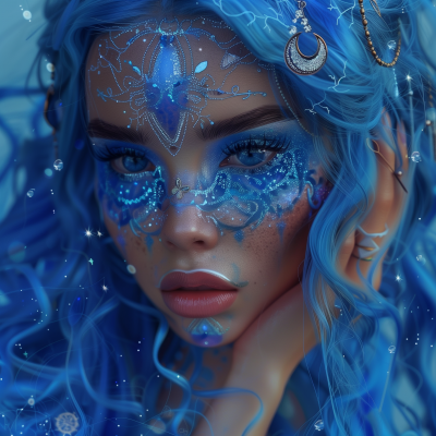 Blue Moon Magical Girl Illustration