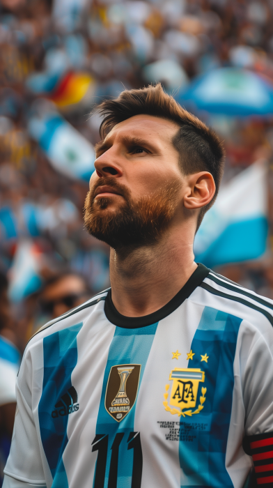 Messi Argentina Jersey Phone Wallpaper