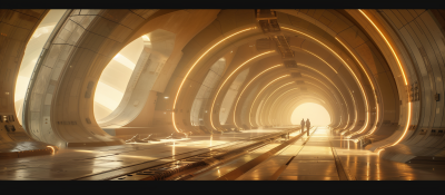 Vault Walkway in Megalithic Spaceship Interior