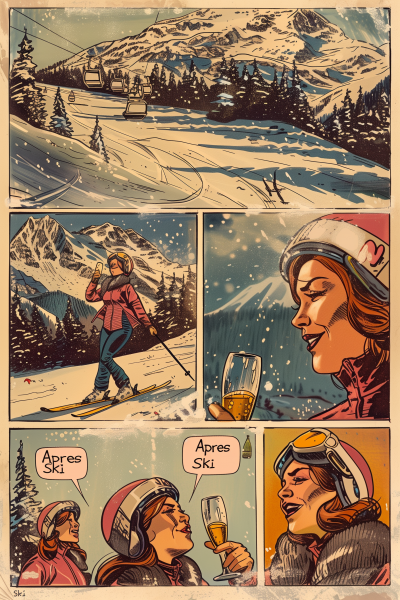 Retro Comic Book Skiing Adventure