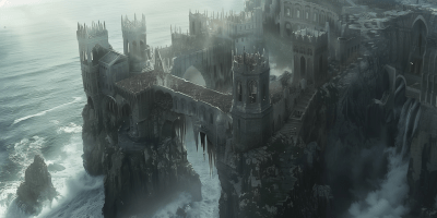 High Gothic Castle on Cliff
