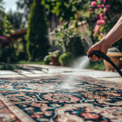 Outdoor Rug Cleaning with Garden Hose