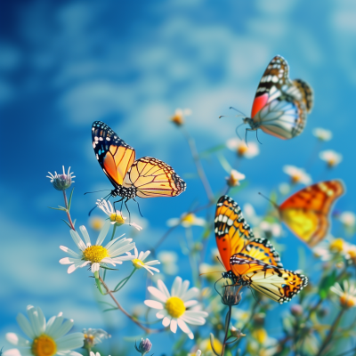 Colorful Butterflies in the Sky
