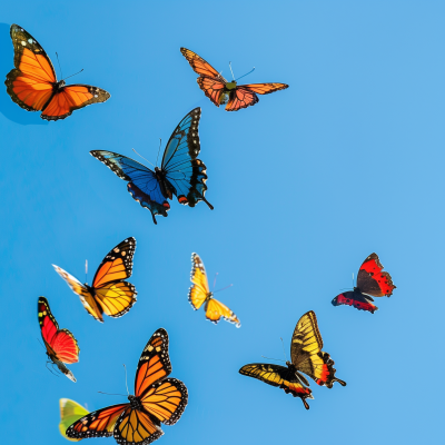 Colorful Butterflies in the Sky