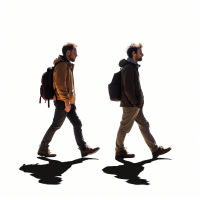 Two Men Walking in Nature