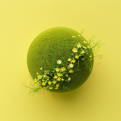 Green Grass Ball with Flowers