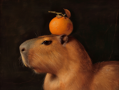 Capybara with a Tangerine