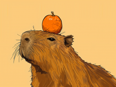 Capybara with a Small Tangerine
