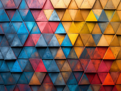 Colorful 3D Pyramids on Wall