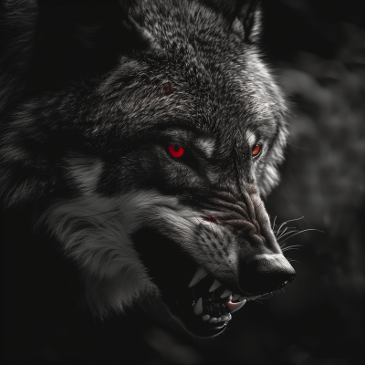 Fierce Wolf with Red Eyes