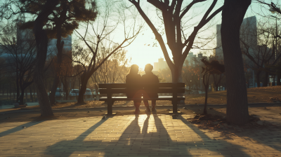 Young Korean Couple on Bench