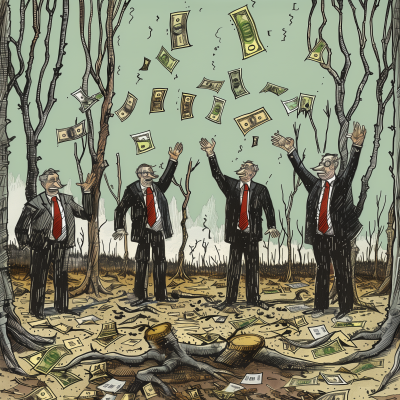 Forestry Industry Satire Illustration