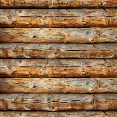 Rustic Wooden Log Wall