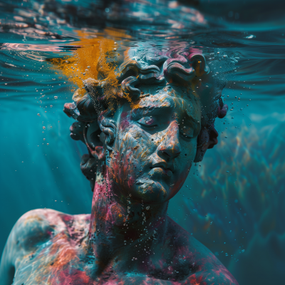 Colorful Underwater Poseidon Statue