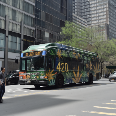 City Bus with Cannabis Experience Wrap