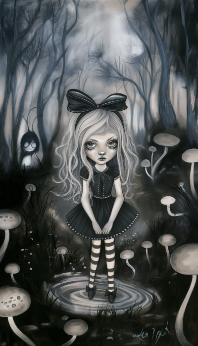 Goth Alice in Wonderland Pop Surrealism