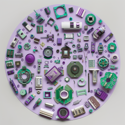 Paper Collage of Electronic Micro Components and Mobile Phone Parts