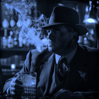 Vintage Mobster in Prohibition Era Speakeasy