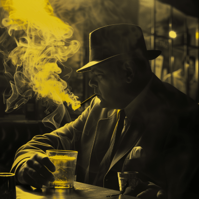 Neon Smoke in Prohibition Era Speakeasy