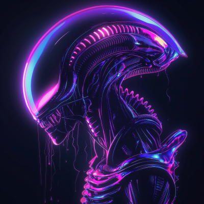 Cyberpunk Neon Glow Xenomorph