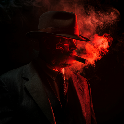 Vintage Mobster with Lit Cigar