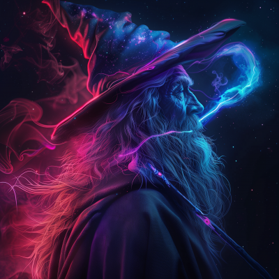 Wizard with Neon Glow
